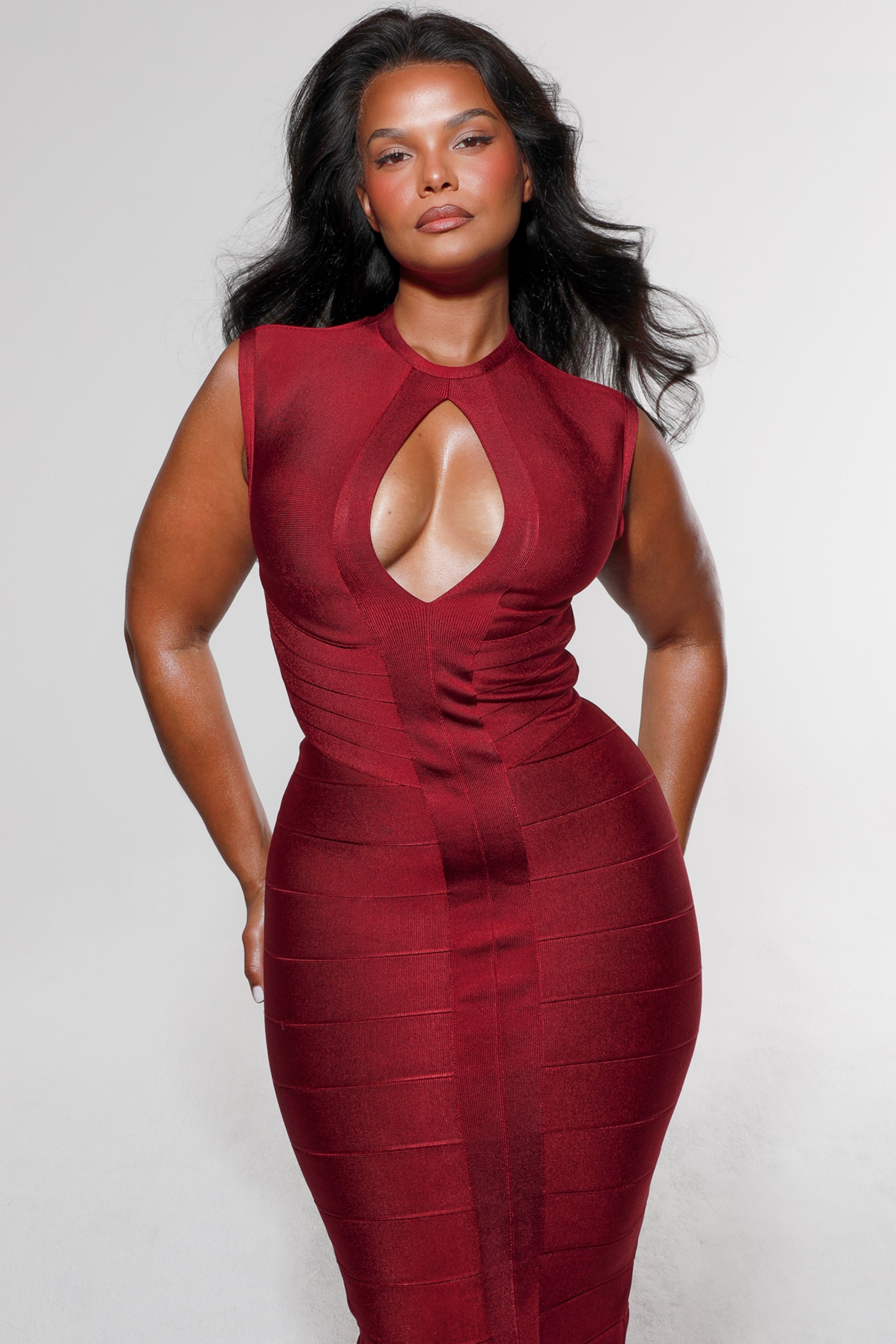 ruby bandage midi dress
