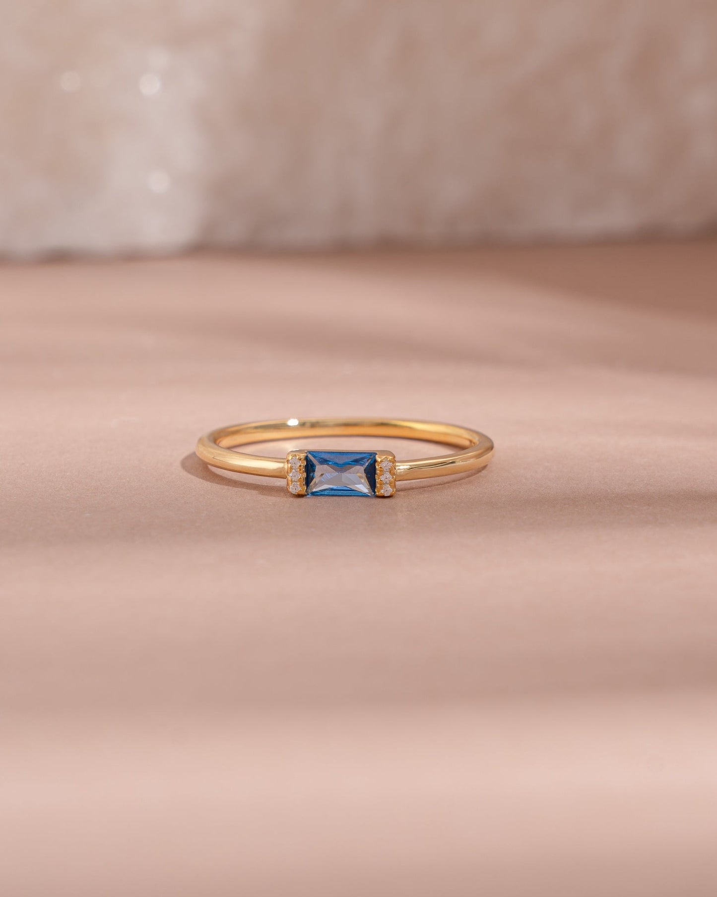 Aquamarine Simple Baguette Ring