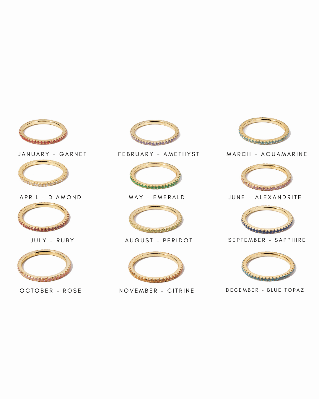 Peridot Birthstone Eternity Rings
