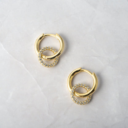 CZ Circle Charm Hoops