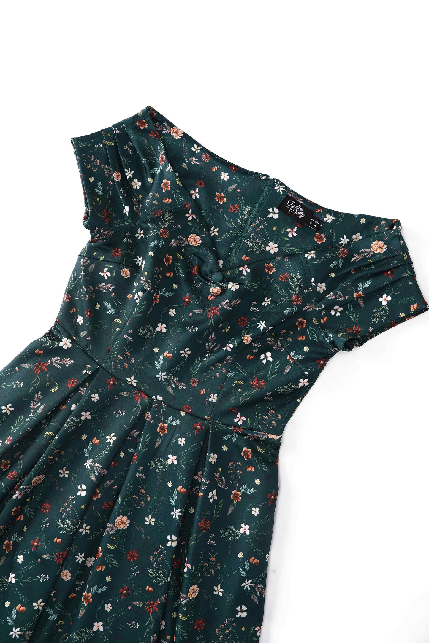 Lily Green Ditsy Floral Off Shoulder Flared Dress