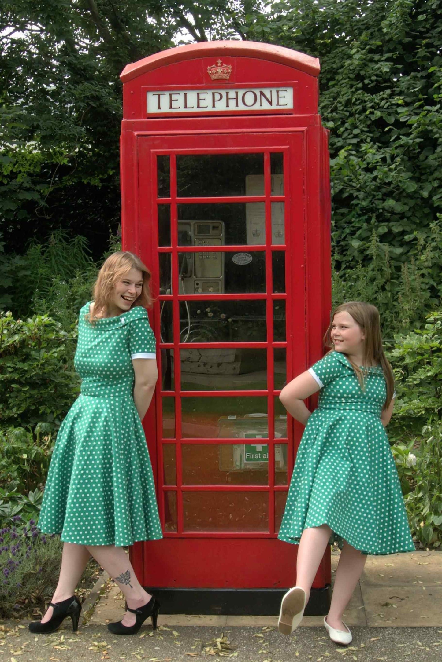Darlene Full Circle Green Polka Dot Swing Dress