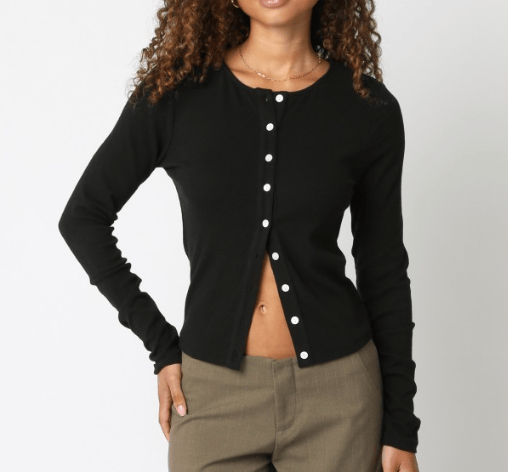Talon Cardigan Top - Black