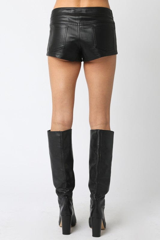 Hot Streak Micro Mini Vegan Leather Shorts - Black