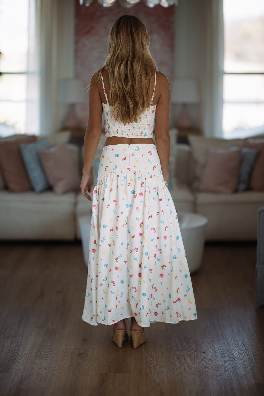 Nalu Dreams Maxi Skirt - Off White, Blue, Red and Yellow