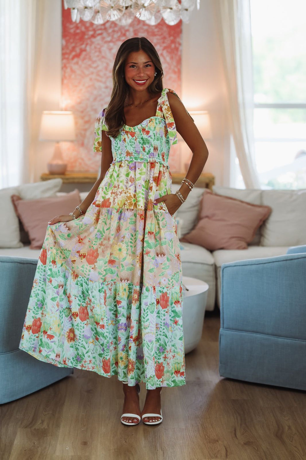 Garden Dream Maxi Dress - Green, Purple and Pink