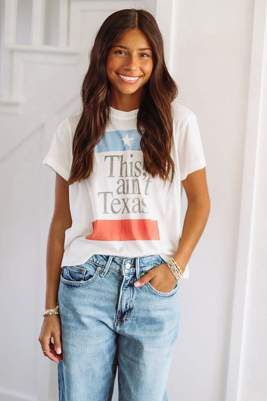 The Laundry Room Cropped This Ain't Texas Flag Top - White