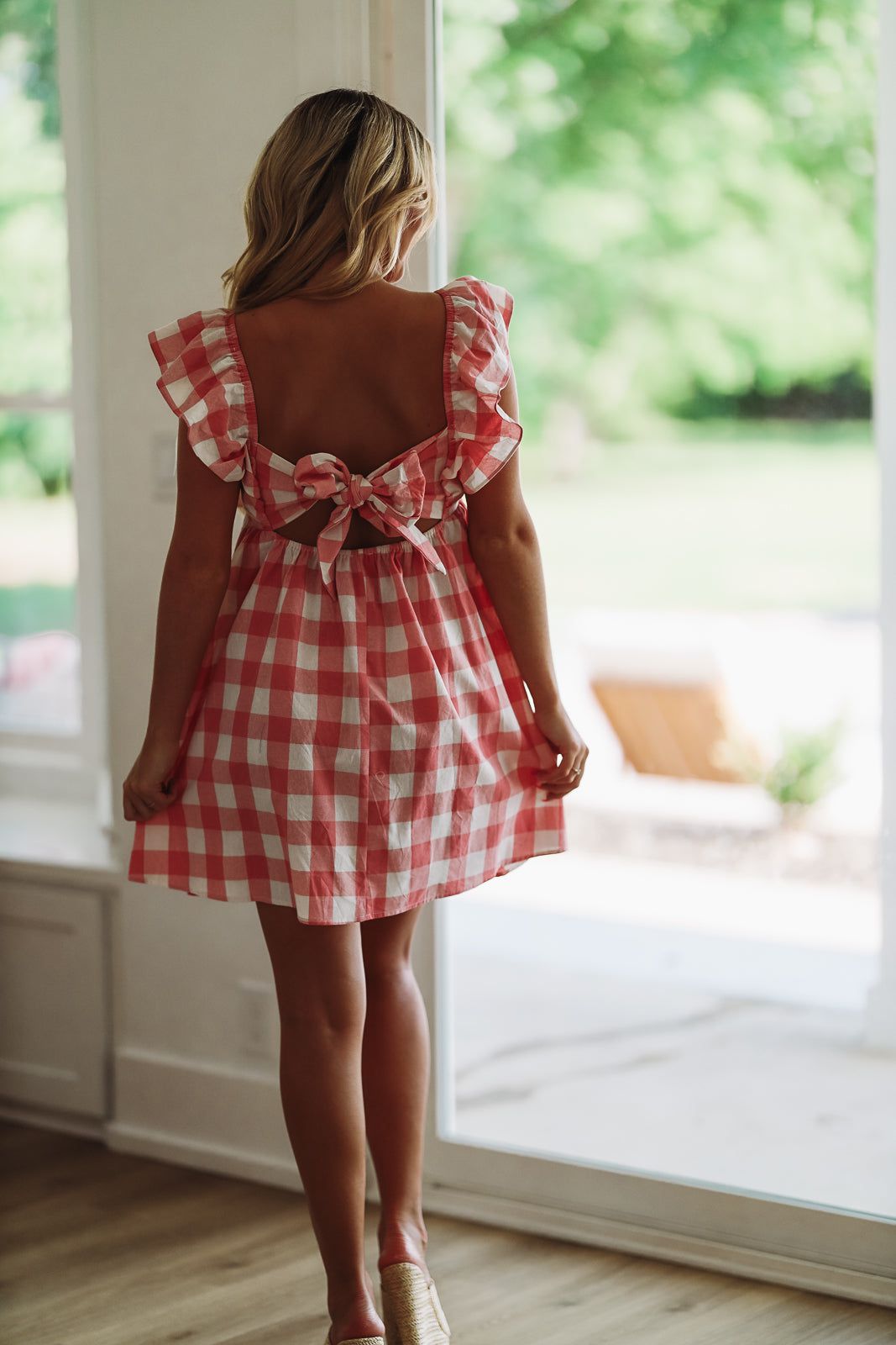 To Be Loved By You Plaid Babydoll Dress - Pink and White