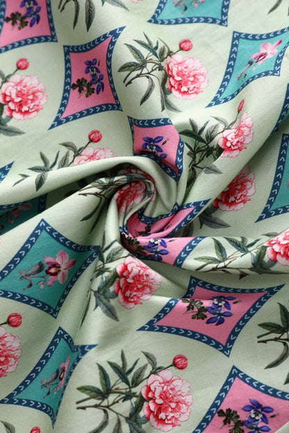 Mabel Quatrefoil Floral Midi Shirt Dress