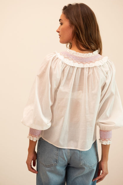 Amari Top in White with Pastel