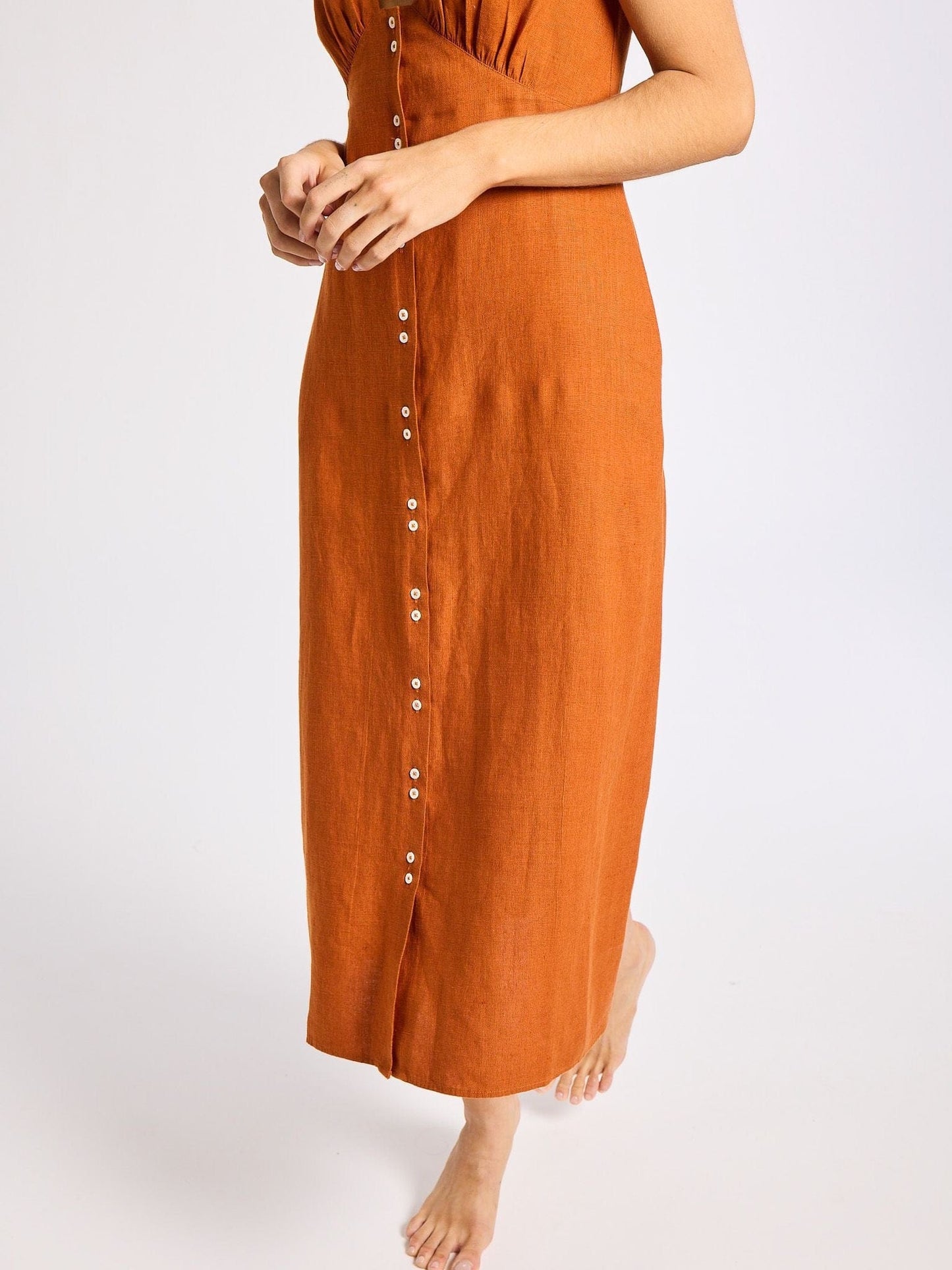 Effie Dress in Sepia Linen