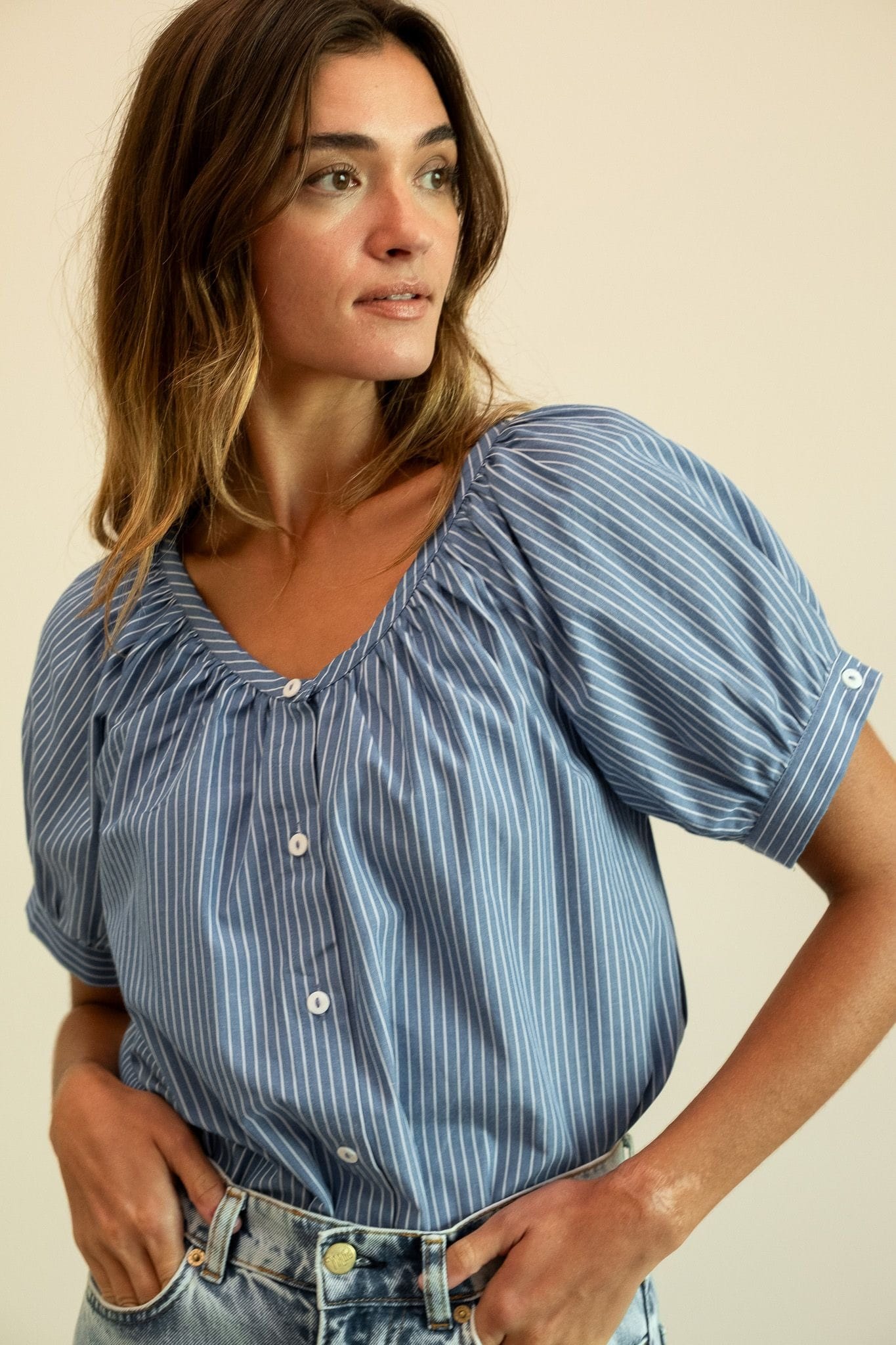 Naomi Top in Harbor Stripe