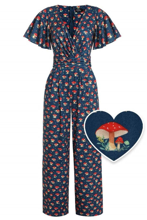 Esther Mushroom Navy Blue Jumpsuit