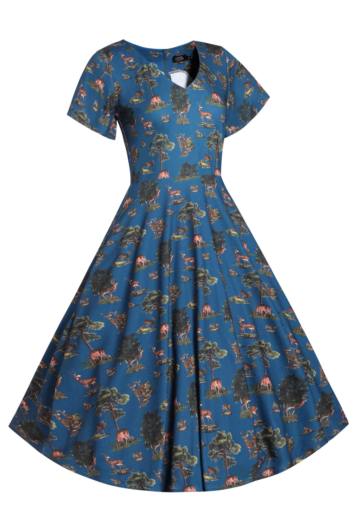 Palma Navy Deer Short Sleeved Dress