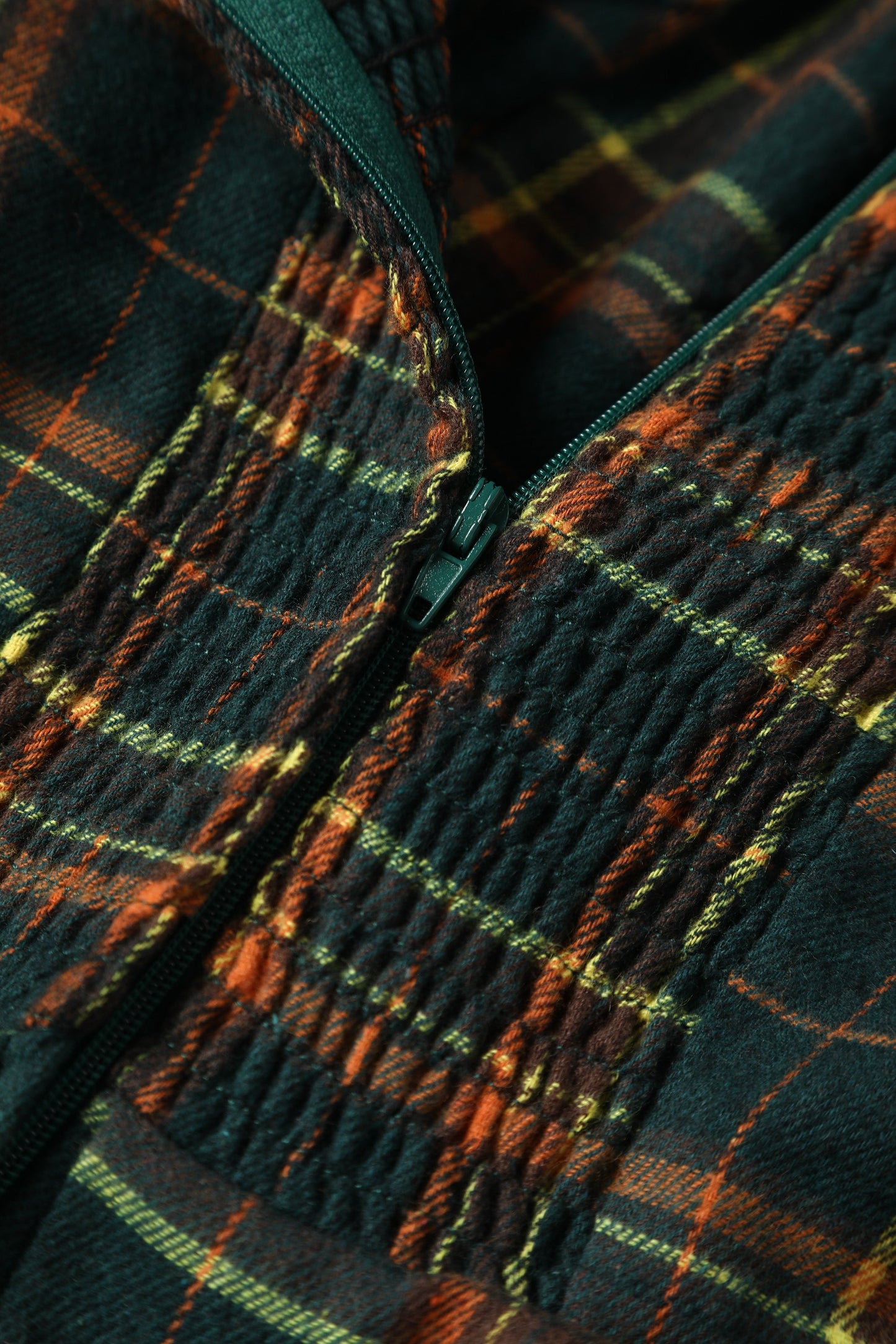 Lily Off Shoulder Green Tartan Check Circle Dress