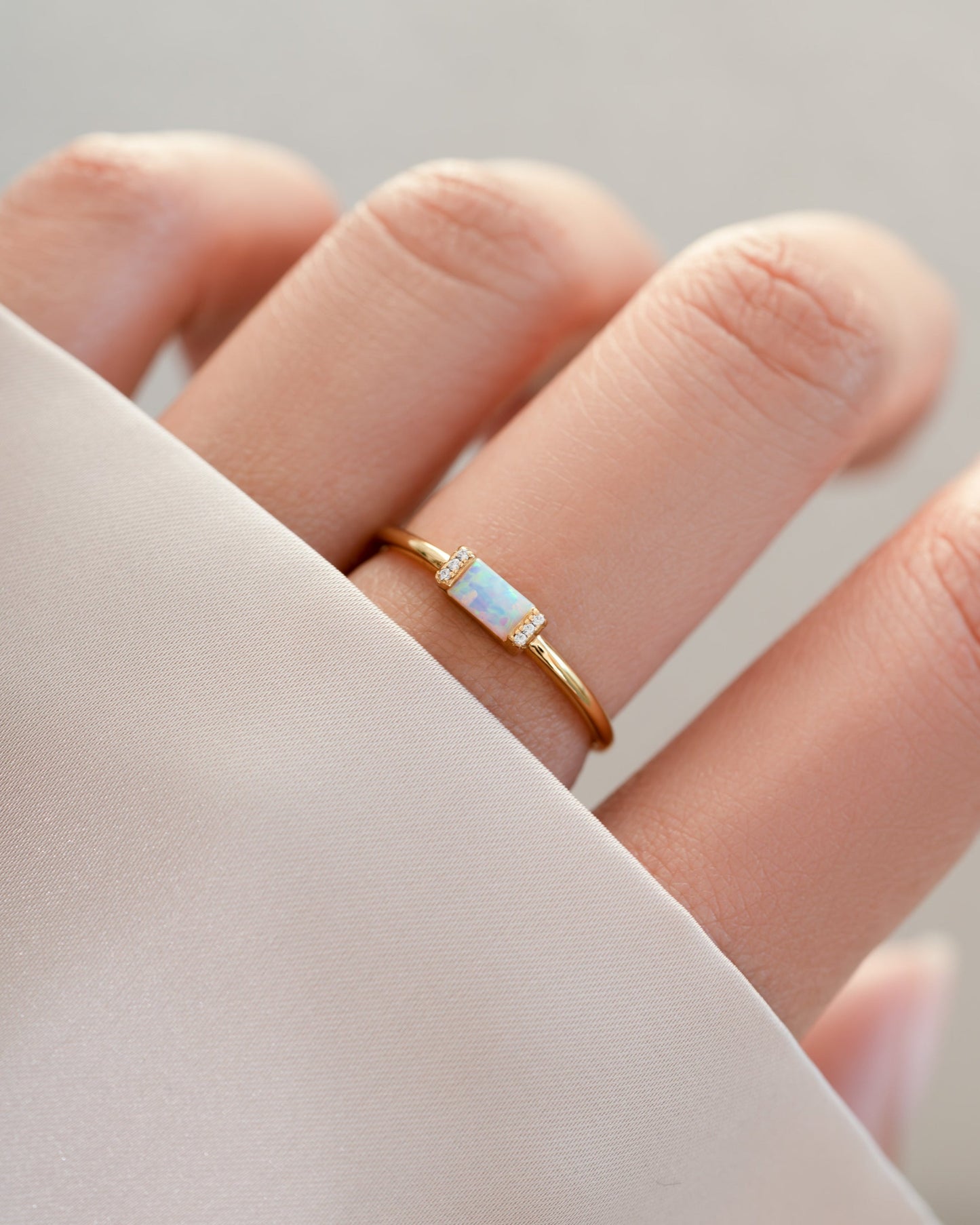 Opal Baguette Ring