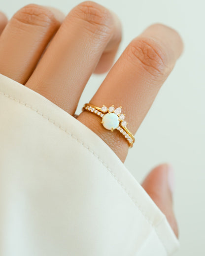Opal Ring Set w Pave Ring