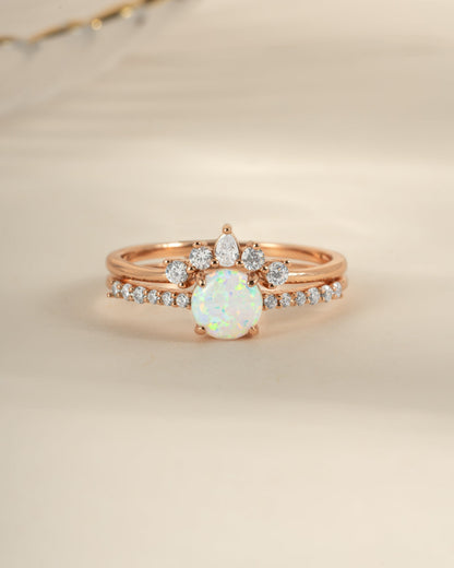 Opal Ring Set w Pave Ring