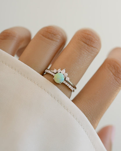 Opal Ring Set w Pave Ring