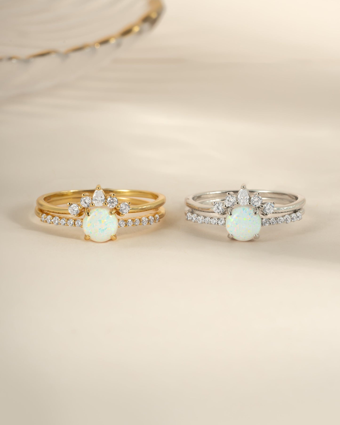 Opal Ring Set w Pave Ring