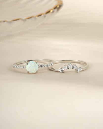 Opal Ring Set w Pave Ring