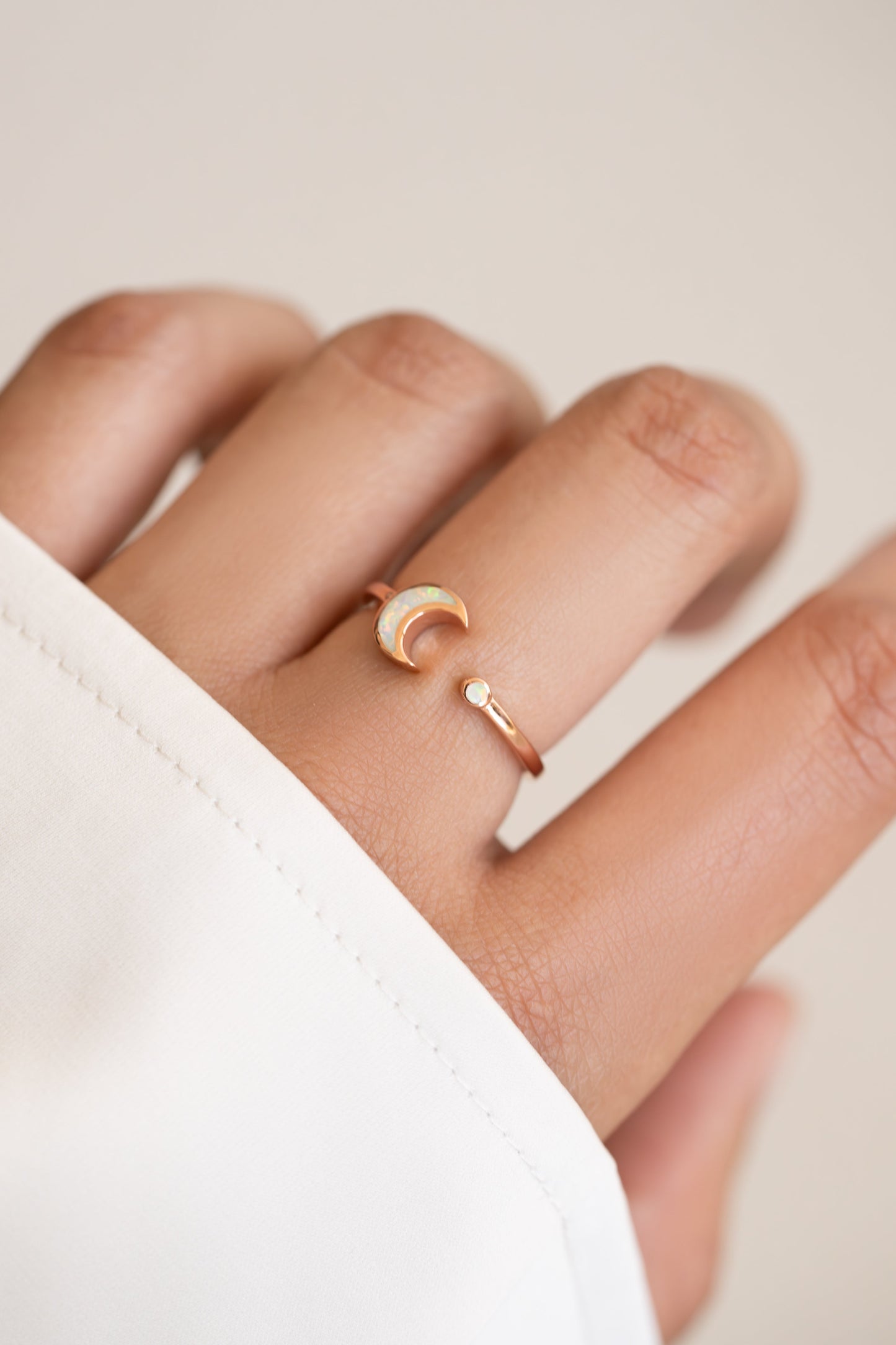 Opal Moon Ring
