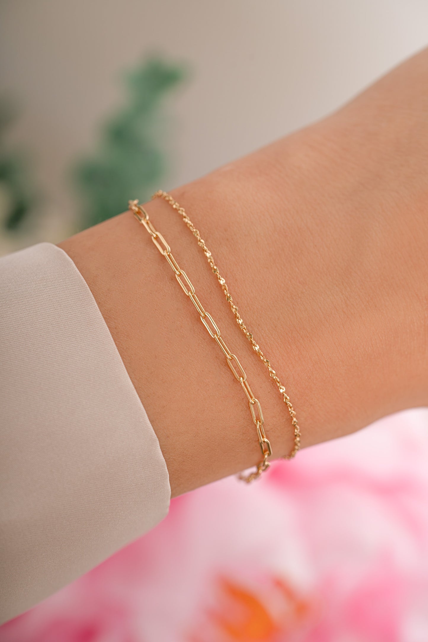Paperclip & Chain Bracelet Set