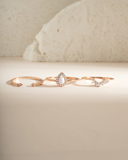 Pear Opal Ring Set