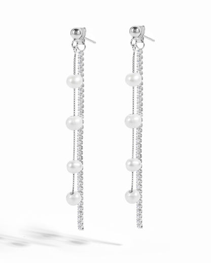 Dangling Bead Pearl Earrings