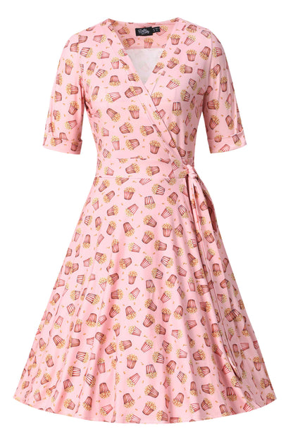 Matilda Popcorn Wrap Dress In Light Pink