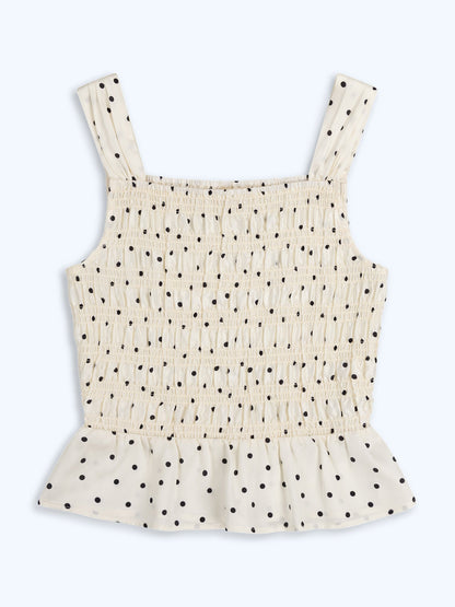 Rain Top in White Polka Dot