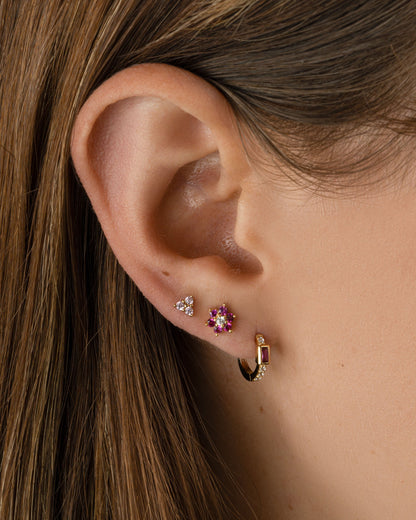 Tiny Rose 3 Stone Studs