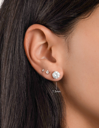 7.5mm Round Solitaire Stud Earrings