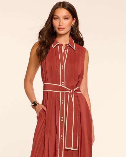 Kenneth Button Down Pleated Midi Dress