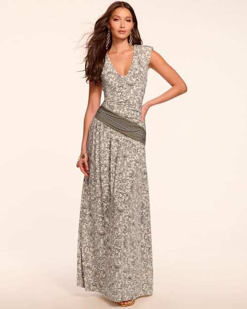 Jamie Jersey Ruched V-Neck Maxi Dress