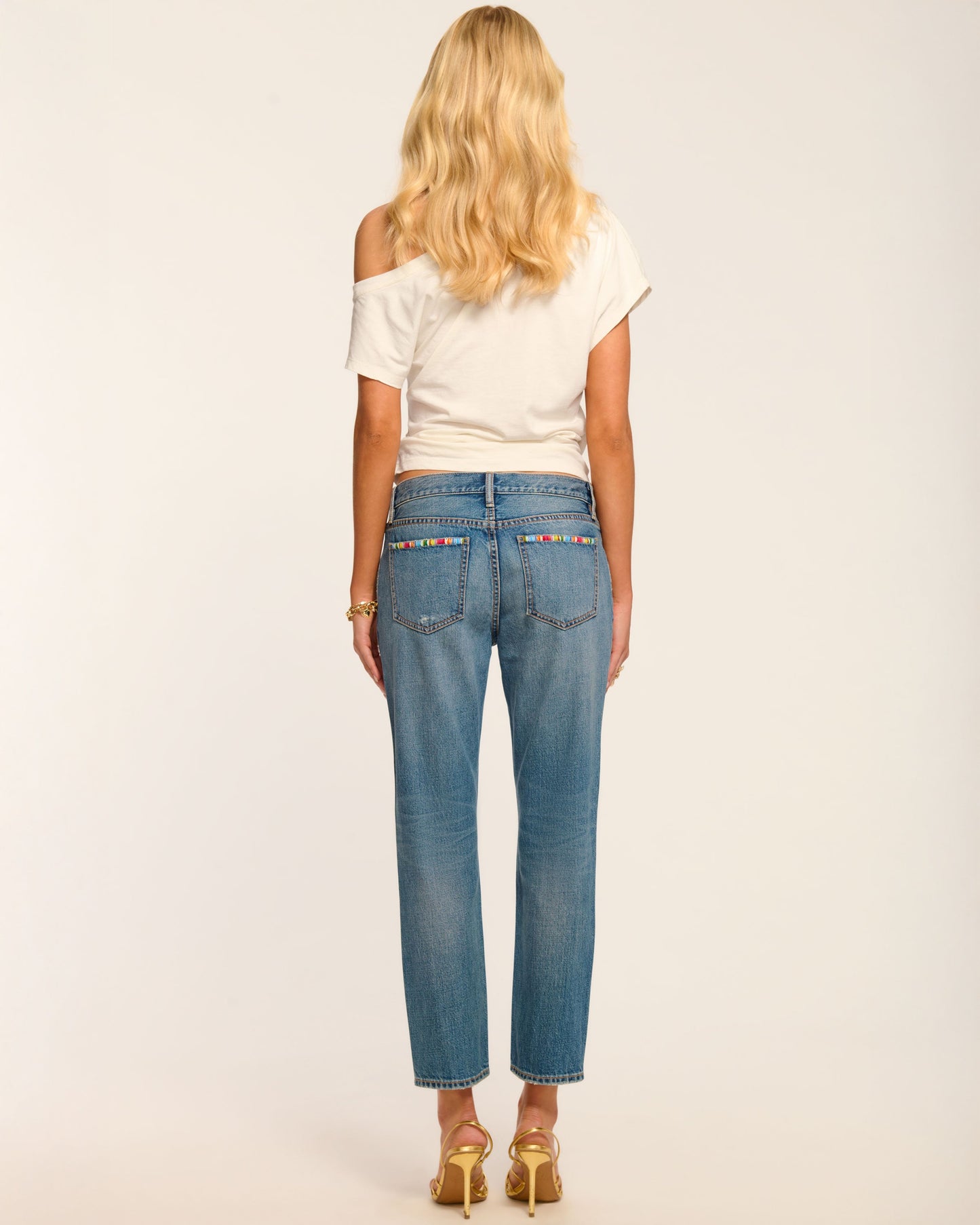 Milla Stitched Low-Rise Tapered Jean