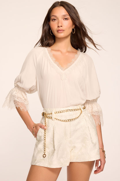 Lilah Embellished V Neck Top