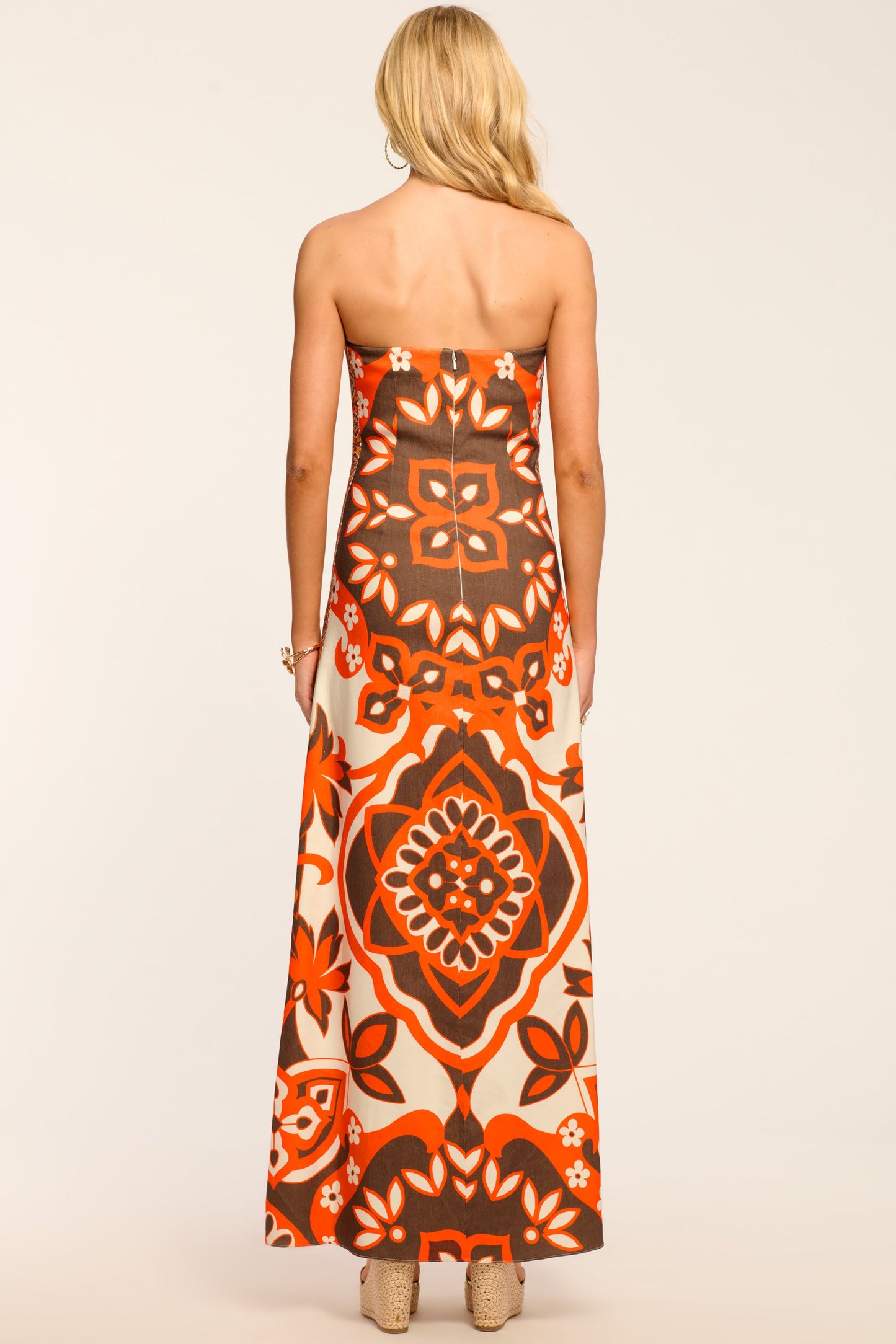 Naila Printed Strapless Maxi Dress