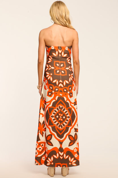 Naila Printed Strapless Maxi Dress