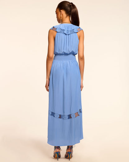 Laila V-Neck Smocked Embroidered Maxi Dress