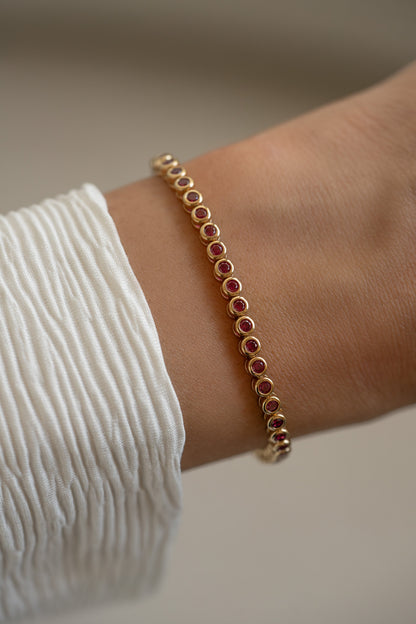 Ruby Bezel Tennis Bracelet