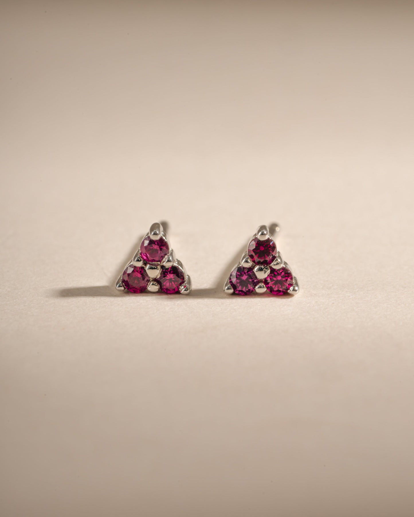 Tiny Ruby 3 Stone Studs