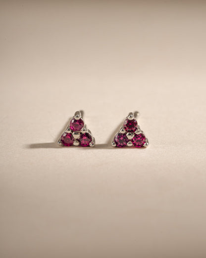 Tiny Ruby 3 Stone Studs