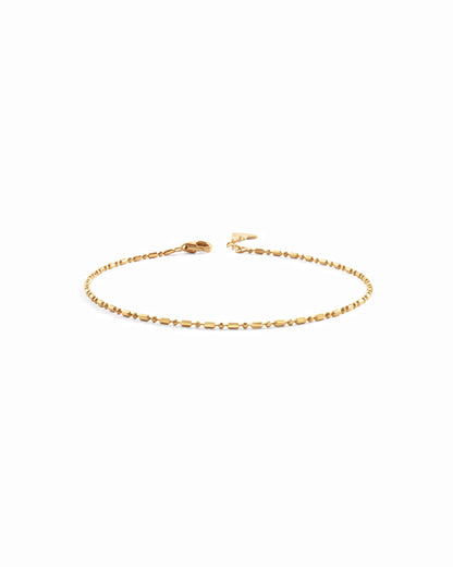 14K Solid Gold Bar Station Chain Bracelet