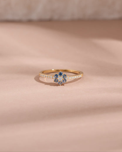 Aquamarine Flower Ring