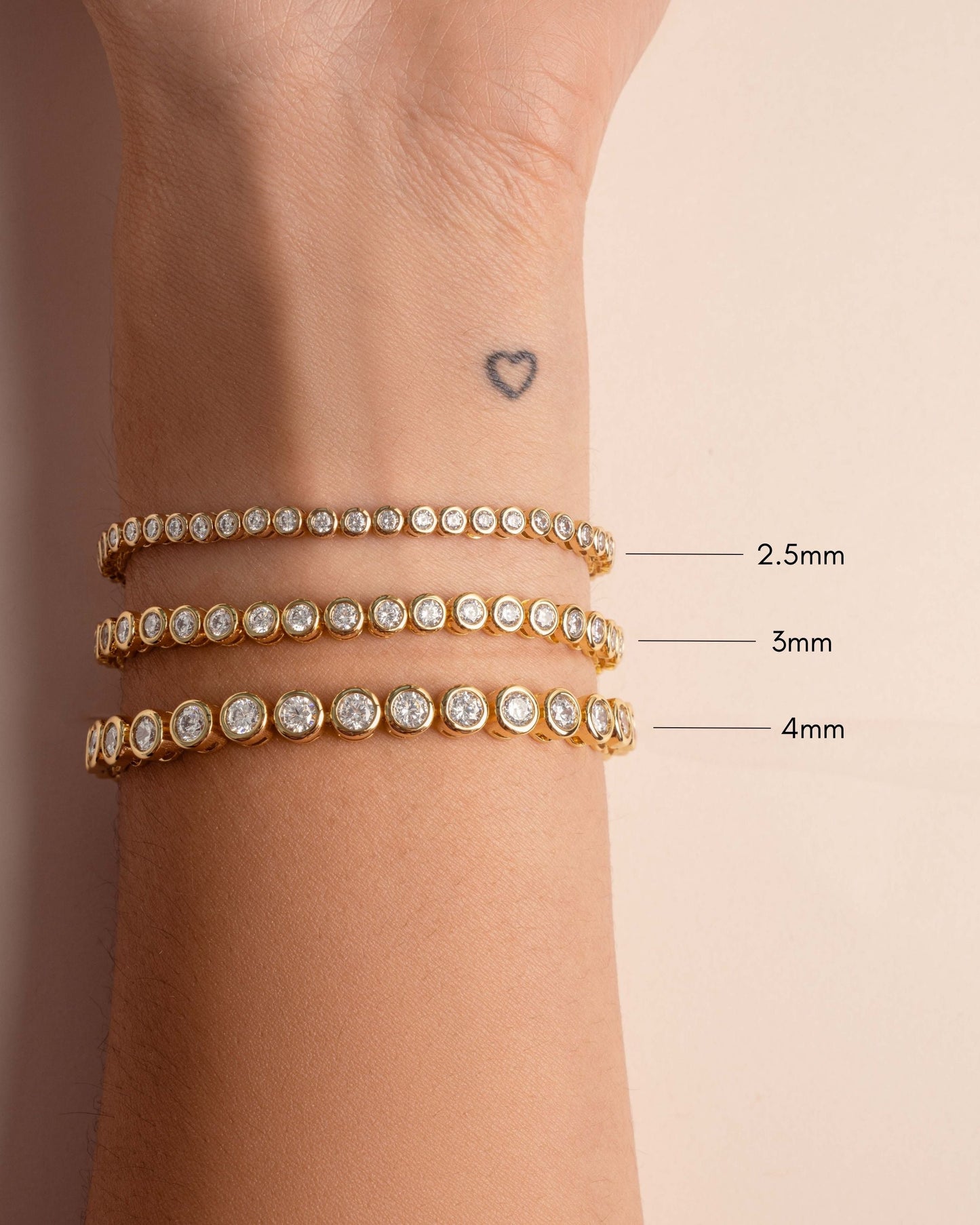 2.5mm Round Bezel Tennis Bracelet