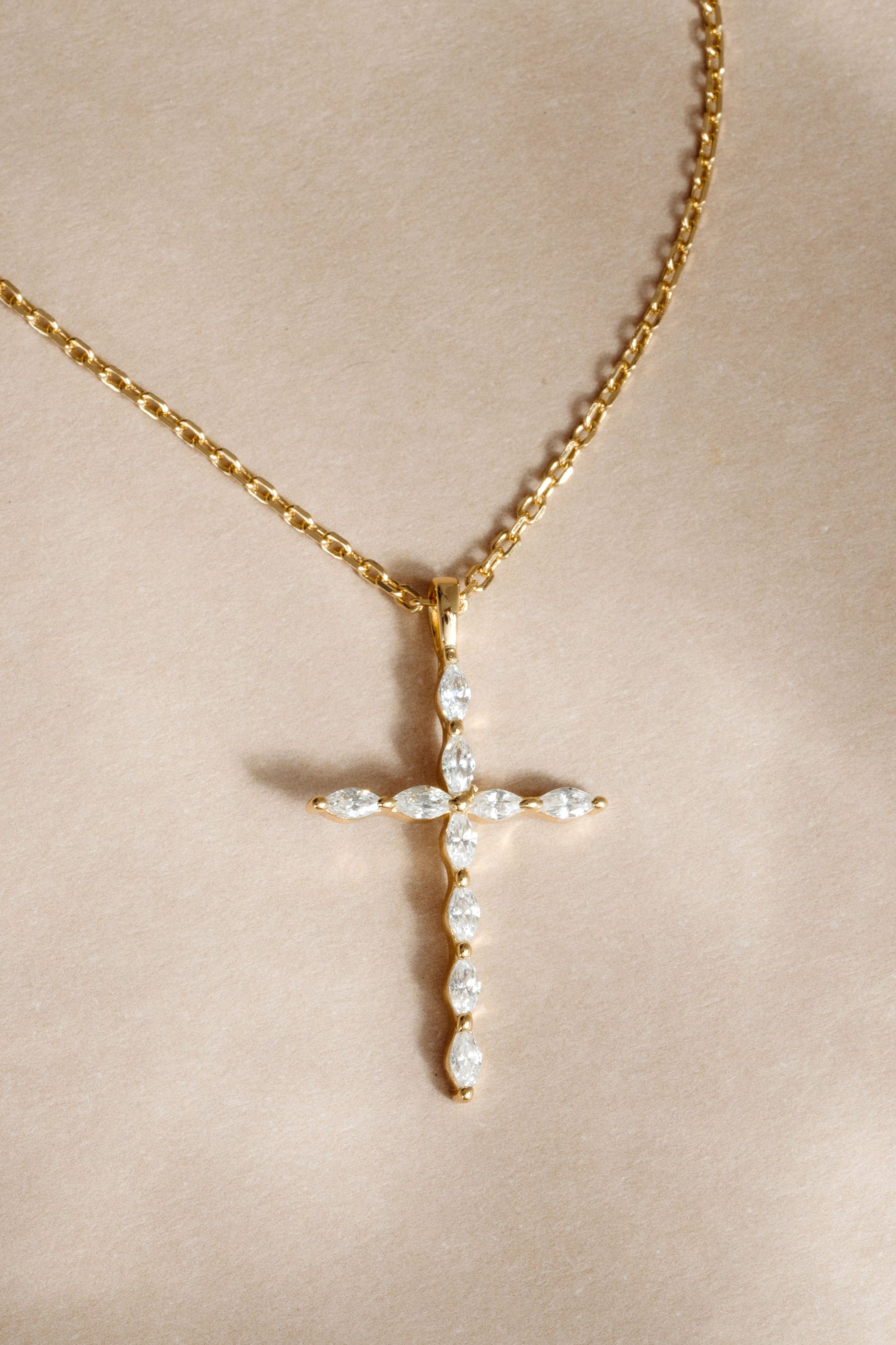 Marquise Cut Cross Necklace