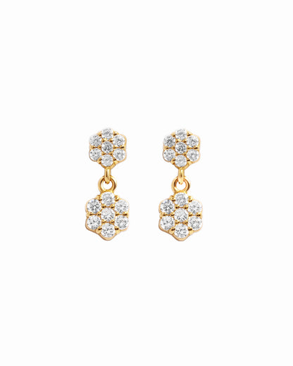 Diamond Flower Charm Studs