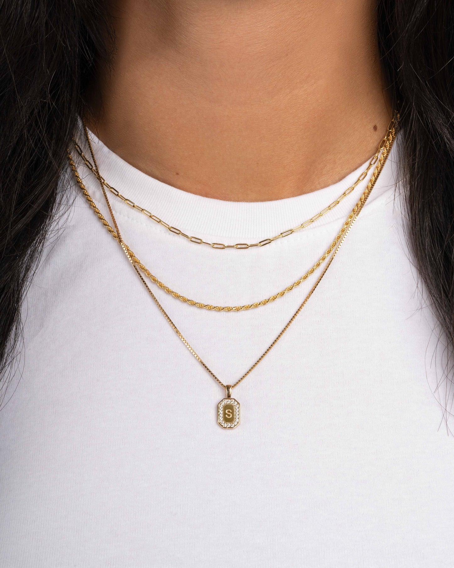 Custom Initial Studded Pendant Necklace