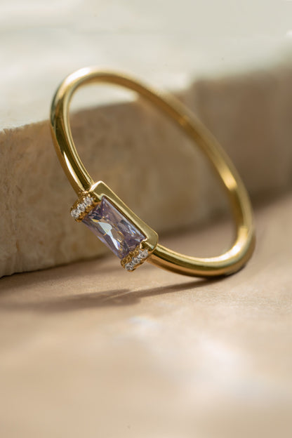 Light Amethyst Simple Baguette Ring